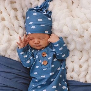 Newborn Knot Gown with matching hat